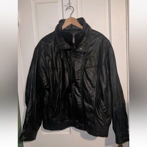 Vintage Wilsons Black Leather Motorcycle Jacket Heavy Biker Punk Mens Coat XL